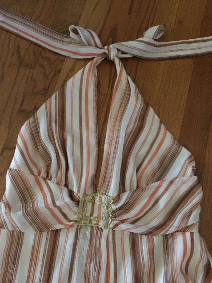 A.P.N.Y. Sexy VESTIDO ELEGANTE A RAYAS HALTER SUPER LINDO JUNIORS Mujer Talla 11 12 Foto 4 de 4