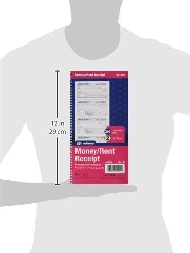 Adams Money Rent Receipt Books 200 Sets Two Part Carbonless Spiral Bound Yellow - Picture 9 of 9