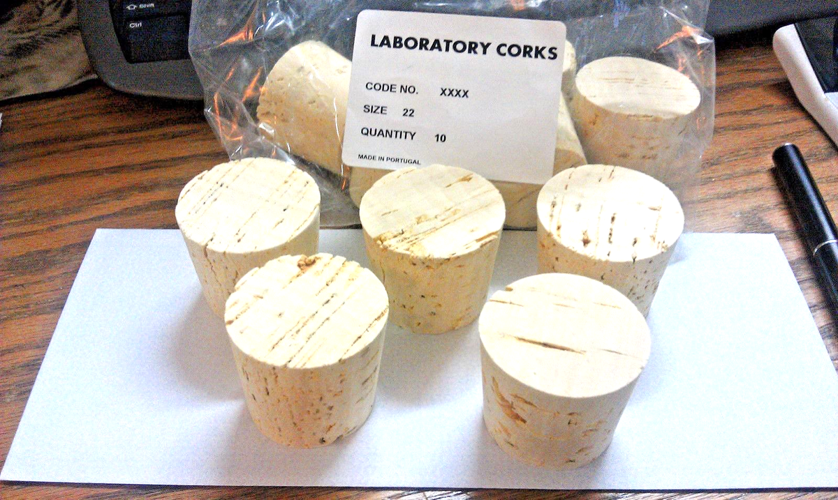 CORK, Push-In, Tapered, Round Cork Plugs,(5), Size 22, Fits 1-3/4