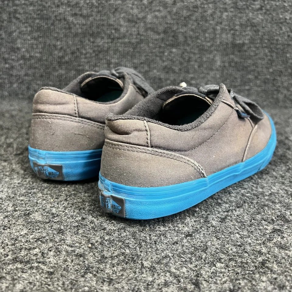Vans Youth Size 7 Women’s 8.5-9 Gray W/Bright Blue Low Top Lace Up Skate Shoes - Image 4 of 4