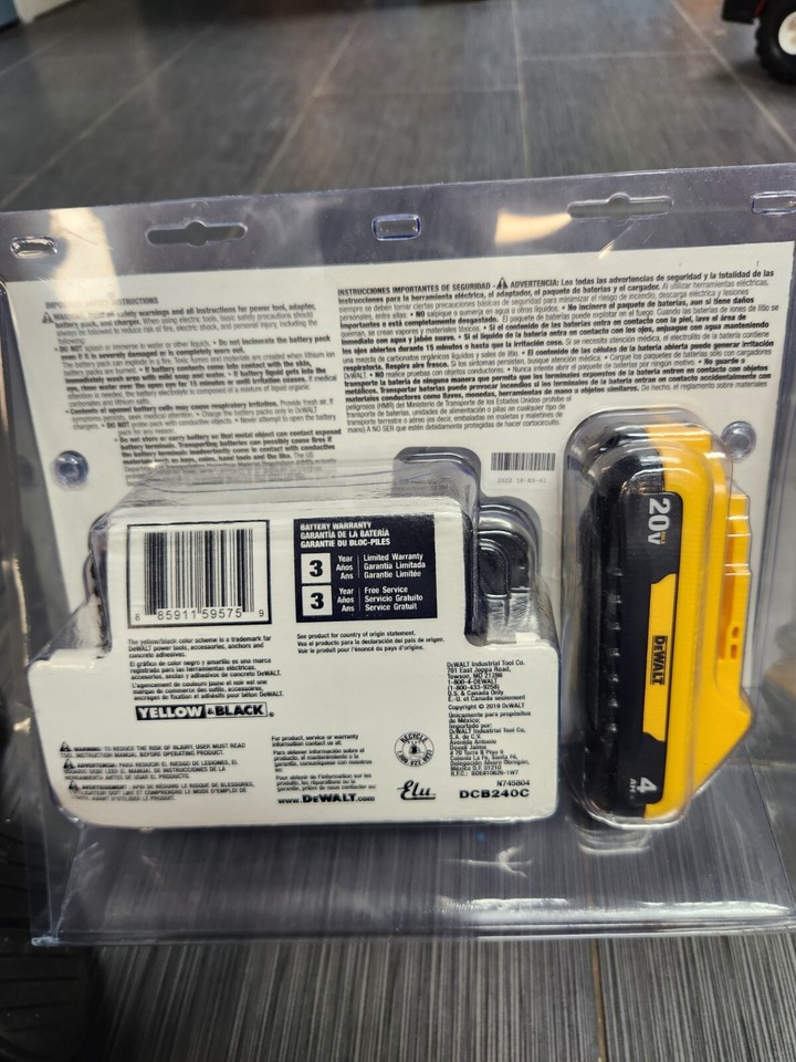 DEWALT DCB240C 4 Ah LiIon Battery with fuel guage and Charger