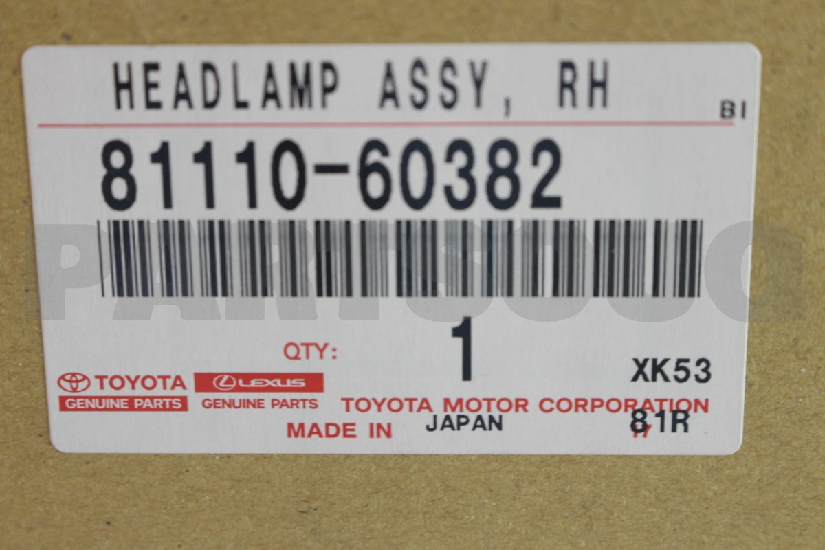 8111060382 Genuine Toyota HEADLAMP ASSY, RH 81110-60382 | eBay