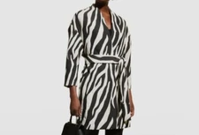 $236 Natori Women's Black White Jaquard 3/4-Sleeve Topper Jacket Coat Size XS