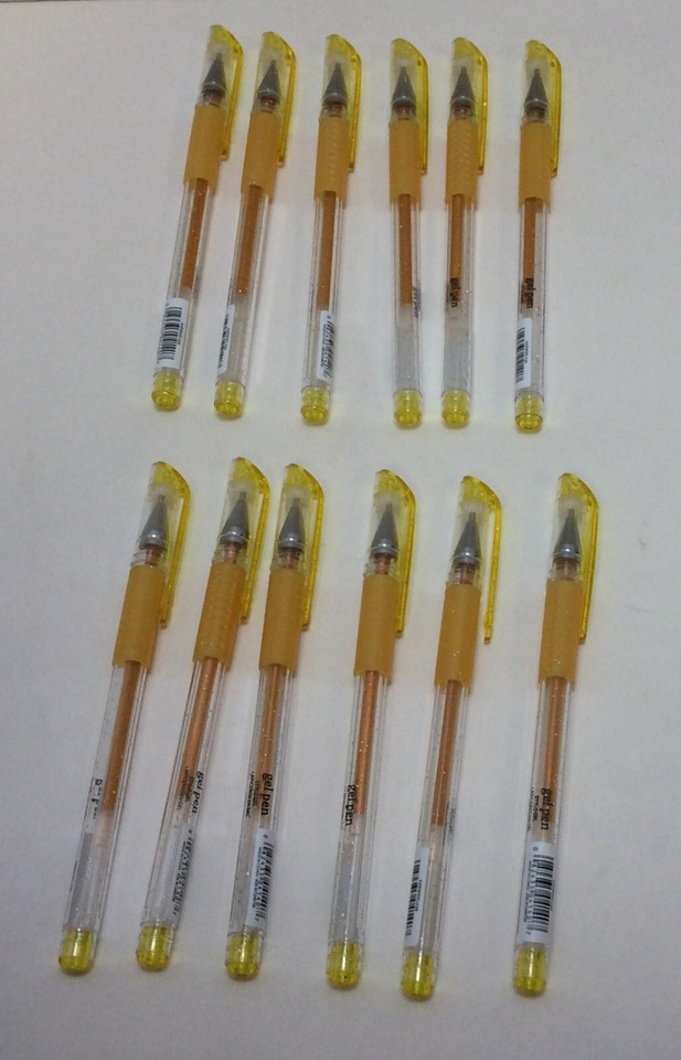 Art Alternatives Gel Pens Glitter Gold AAEMGEL039 Lot of 12 Pens