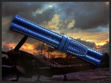 22mm Blue Khaki army Bomber Pilot Military leather watchband strap IW SUISSE usa