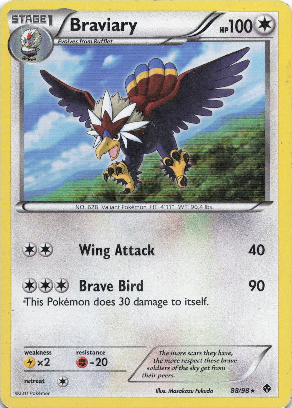 Pokemon - Braviary #88/98 - Emerging Powers Holo