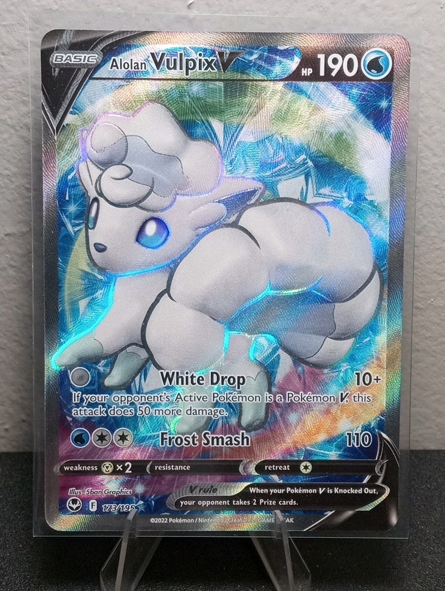Pokemon Alolan Vulpix V 173/195 Silver Tempest Ultra Rare Full Art Holo NM