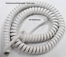 Lot of 2 White 12Ft Phone Handset Cord RJ9 Curly Coil Bulk Pack