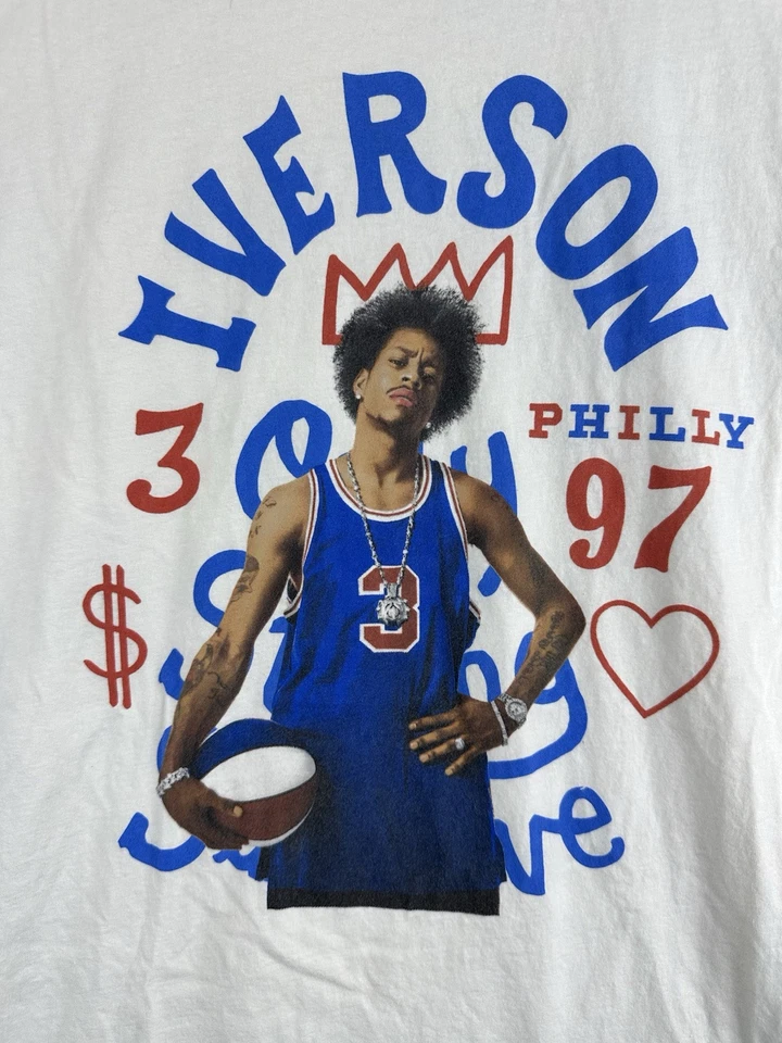 Camiseta Allen Iverson Anillo de Fuego Blanca Para Hombre 2XL Manga Corta Hecha en EE. UU. Foto 2 de 4
