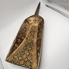 Hand Painted Wooden Scoop Ornate Etched Vintage Italy CC Wall Hanging Signed