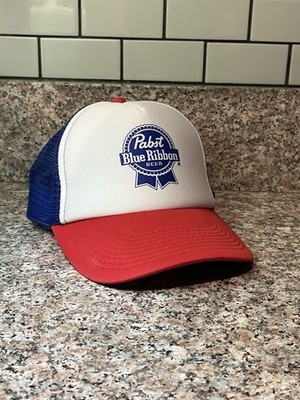 Pabst Blue Ribbon (PBR) 90's Authentic Vintage Blue Mesh Snapback Trucker Hat