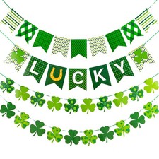 4pcs St. Patrick's Day Banner Decoration Pre-Assembled Cartoon Holiday Flag Gar