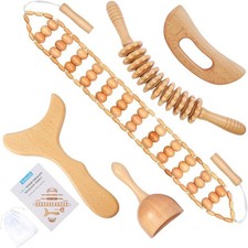 5-in-1 Wood Therapy Massage Tools Lymphatic Drainage Massager for Muscle 5pcs
