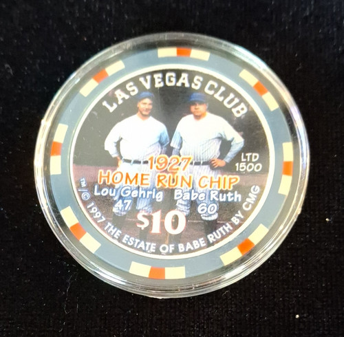 Las Vegas $10 Casino Chip Babe Ruth Lou Gehrig 1927 Home Run Limited Edition