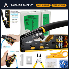 RJ45 Crimp Tool Kit - Ethernet Pass Through Crimper with Cable Tester  Accessor