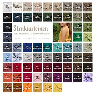 Strukturleinen Meterware - Baumwolle Leinen uni, Halbleinen Stoff *Ab 50 cm