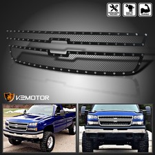 Fits 2005-2007 Chevy Silverado 1500 2500hd 3500 Rivet Mesh Upper Grille Inserts