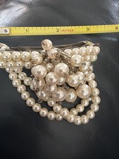 Vintage Barrett Gold White Faux Pearl Hair Silver Toned Wedding Clip 3.25"