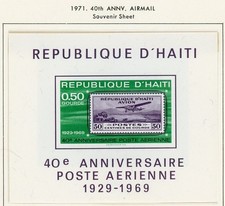 Haiti, Air postal 40 years Souvenir sheet. MNH.