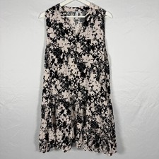 Nine West Sleeveless Shift Dress Womens XXL Black Pink Floral Career Work Casual