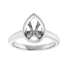 925 Sterling Silver Semi Mount Ring Setting 9x7mm Pear Solitaire Ring