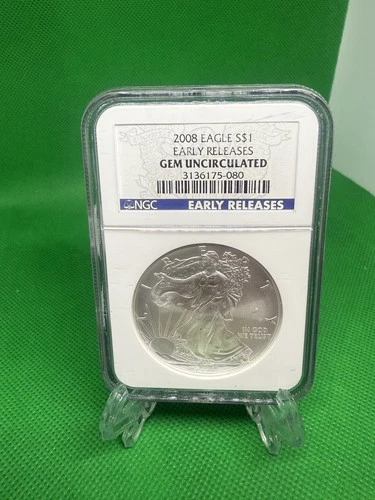 2008  AMERICAN SILVER EAGLE - EARLY RELEASES - GEM  UNCIRCULATED - NGC  1oz COIN