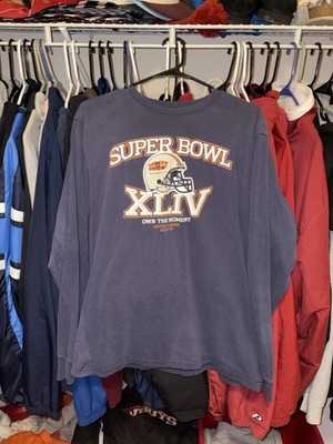 Reebok Super Bowl XLIV Own The Moment Men's XL Blue Long Sleeve Tee