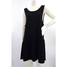 Free People Easy Street Textured Sleeveless Ruffle Mini Dress M Black Drop Waist