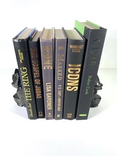 6 BLACK Hardcover Books for Decor Staging Props BOLD Copper & Green Lettering