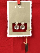 Uno de 50 Circle Drop Stud Earrings Sterling Silver Plated NWT RP $95