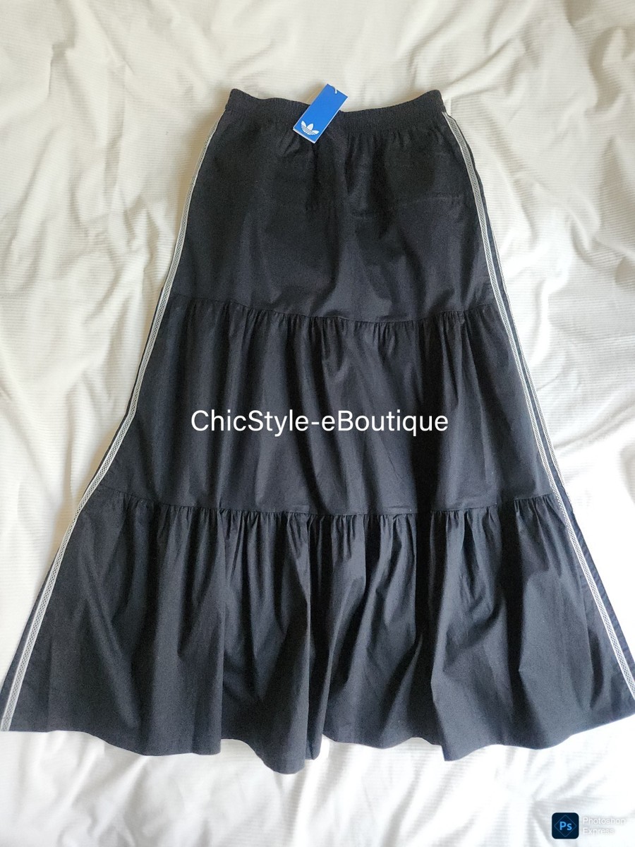 Adidas Originals Summer Glow Tiered Maxi Skirt Black Sz M