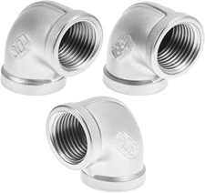 3 Pcs 1/2” NPT 90° Female Elbow 304 Stainless Steel Pipe Fittings, Rust Safe Set