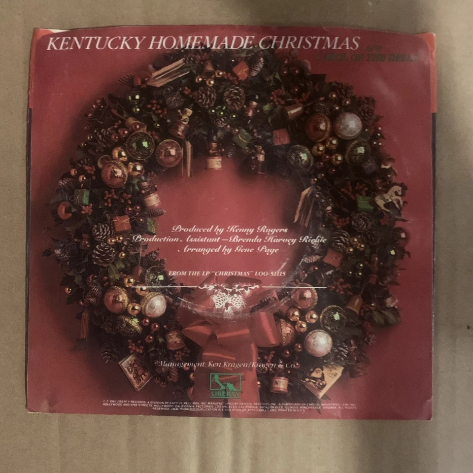 Kenny Rogers, 45 rpm, VG+, Kentucky Homemade Christmas, A-1438 Foto 2 de 4