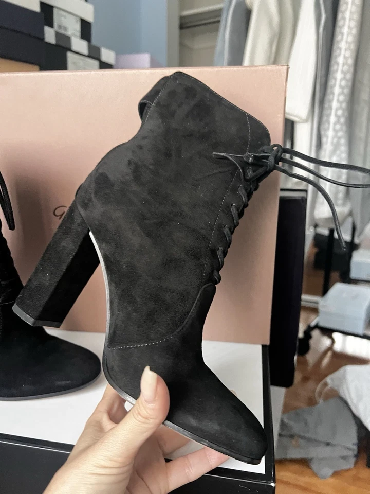 Gianvito Rossi Mujer Gamuza Cremallera Tacón Bloque Botines Beige Talla Eur 37 Foto 2 de 4