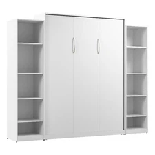 Pemberly Row Wood Queen Murphy Bed with Closet Organizers in White