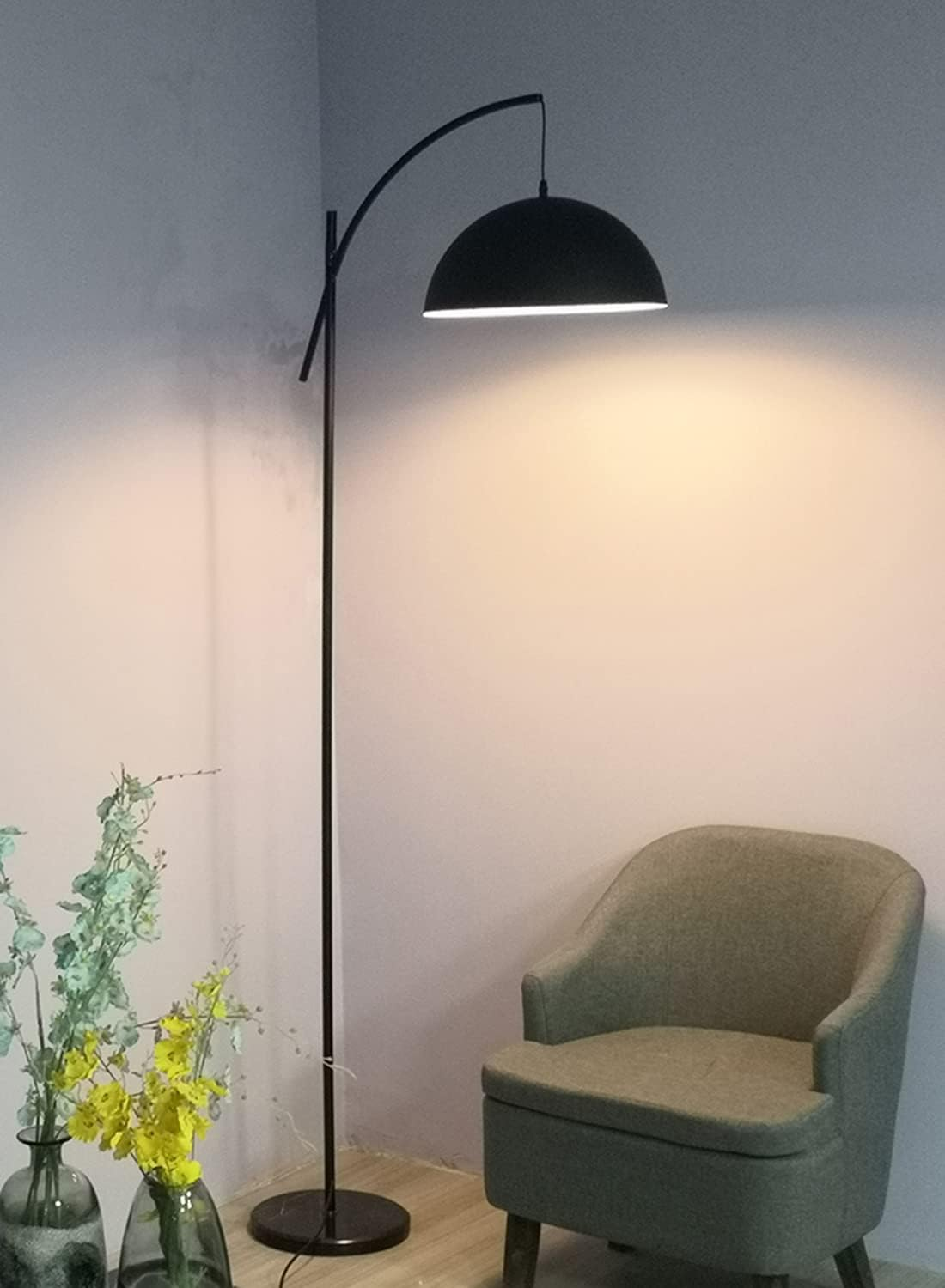 Modern Black Metal Shade Floor Lamp for Bedroom or Living Room-image