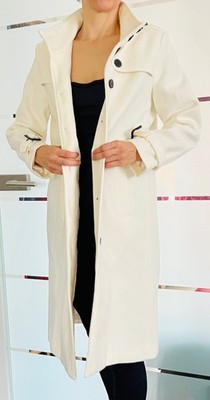 Damen-Trenchcoat Wollmantel offwhite tailliert mit Gürtel UK 12 = 40/42 Sixties