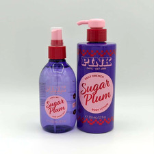 Victoria's Secret Pink Sugar Plum Hair  Body Mist  Lotion Full Size Set of 2