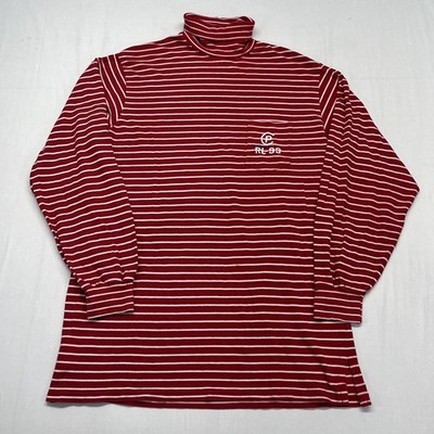OG Vtg 90s Polo Ralph Lauren Red Striped CP93 Turtleneck T Shirt Mens XL 93