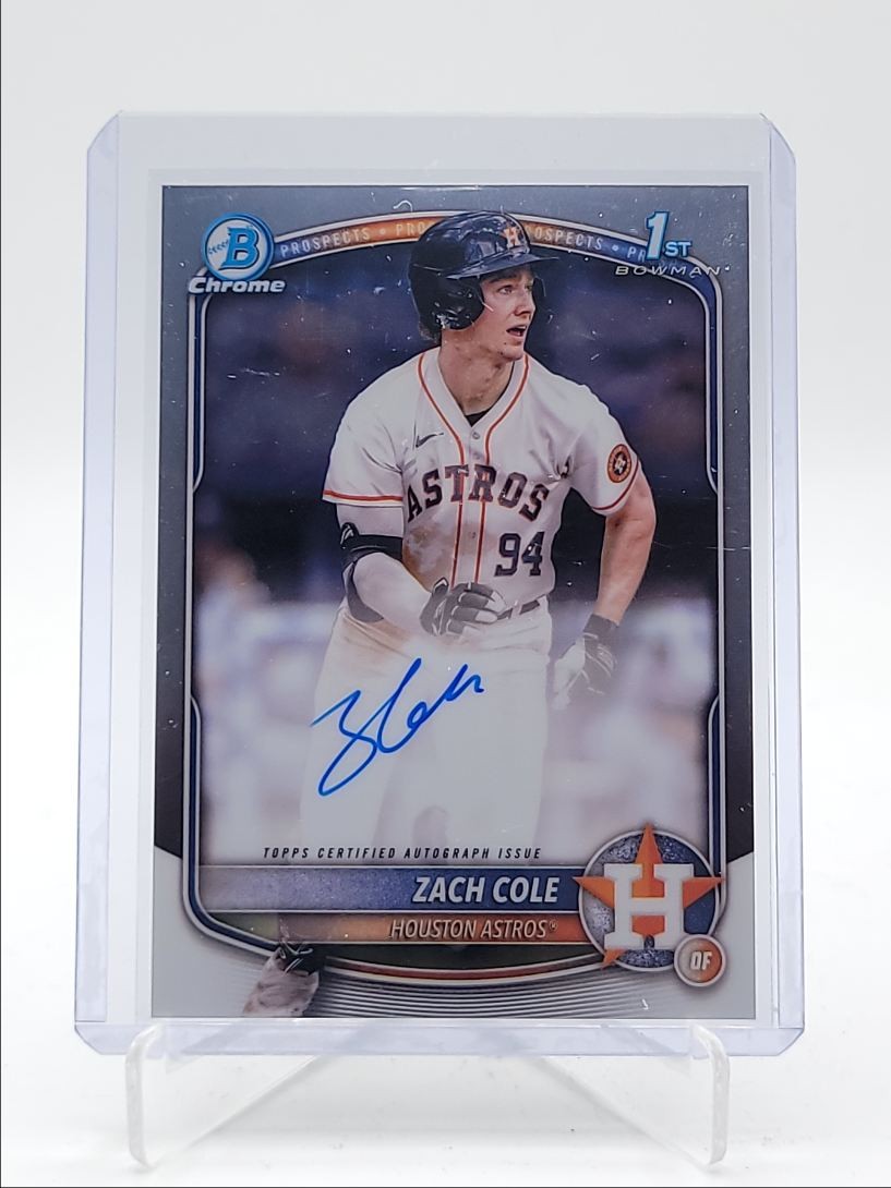 ZACH COLE 2025 BOWMAN CHROME 1ST AUTOGRAPH BASEBALL ASTROS AUTO Q6017