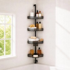 4 Tier Adjustable Corner Shower Caddy Organizer Shelf No-Drill Installation
