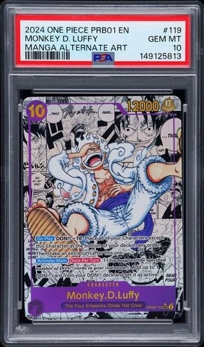 PSA 10 Monkey D. Luffy OP05-119 Manga PRB01 Alternate Art One Piece NEW CERT