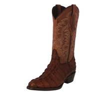 Mens Western Cowboy Boots Cognac Alligator Pattern Tail Genuine Leather Round