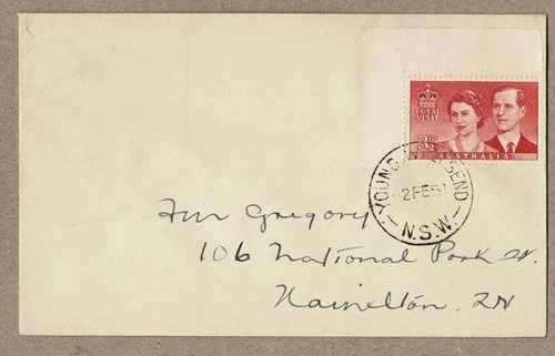 Australia 1954 GREGORY  3½d Royal Visit FDC Cover NSW Postmark YOUNG WALLSEND