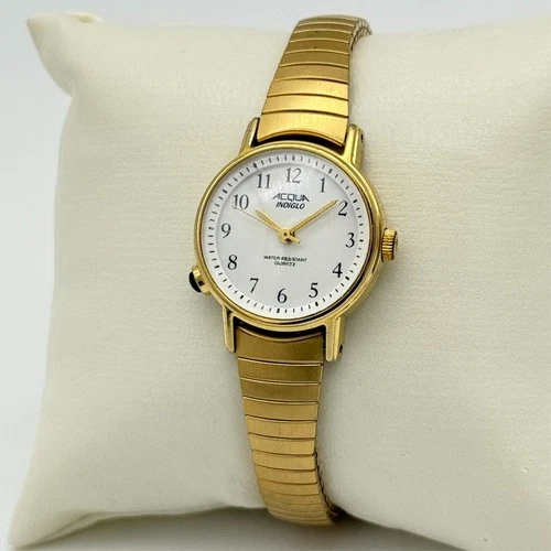Vintage 1995 Women's ACQUA Timex Easy Reader Style Gold Tone Flex Band Watch