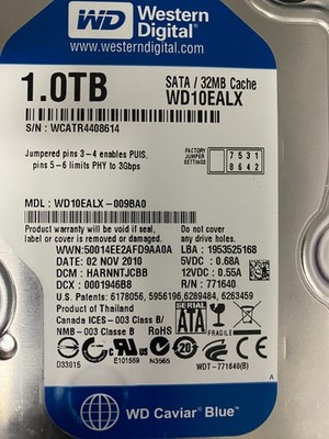 Western Digital Caviar Blue 1000GB Internal 7200RPM 3.5'' (WD10EALX) HDD