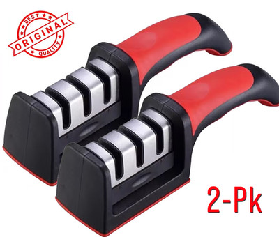 2 Knife Sharpener 3 Stage Steel Diamond Ceramic Coated Kitchen Sharpening Tool