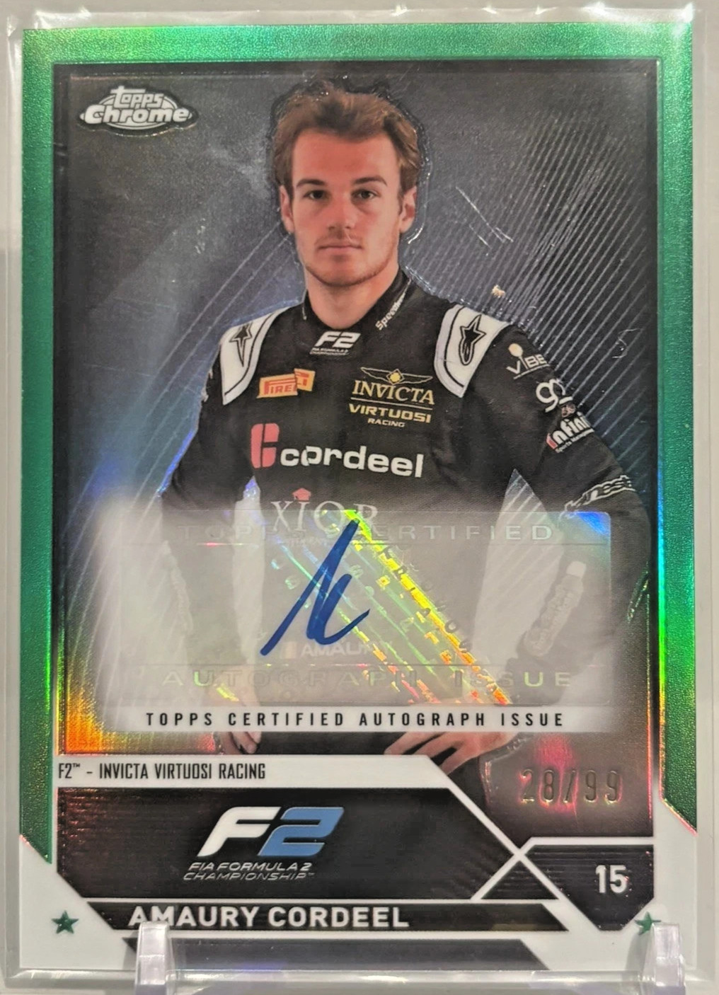 2023 Topps Chrome Formula 1 F1 F2 Amaury Cordeel Auto #CAC-AC Green 28/99
