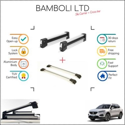 Bamboli 19'' Ski Carrier & Silver Cross Bar Set For Seat Tarraco 2018 - Up 4 pcs