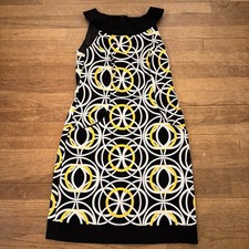 In Studio black yellow knee length sleeveless shift dress size 8 b42